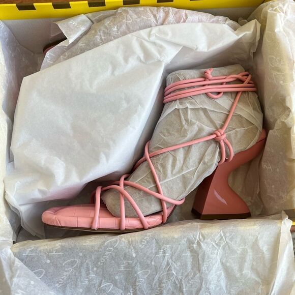 NWT CIRCUS NY BY SAM EDELMAN PINK BLANCHE LACE-UP SANDAL HEELS WOMENS SIZE 8 - Picture 10 of 11